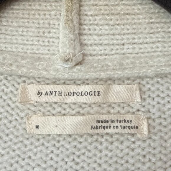 By Anthropologie open cardigan medium long oversized cream western black fringe - Picture 7 of 14